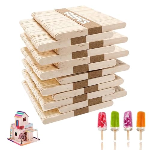 600 Stück Eisstiele Holz, Eisstäbchen Holzstäbchen zum Basteln, Eiscremestäbchen, Eisstiele zum Basteln, Bastelstäbchen Holz, Rührstäbchen, Holzspachtel DIY Handwerk, 113 mm x 10 mm x 2mm von Staranry