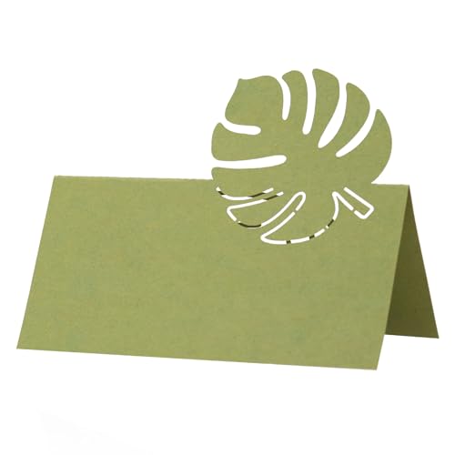 50pcs Premium Tischkarten Mit 3D Blätter Schneiden 10cm 4 Zoll Zeltkarten Für Hochzeit, Tisch, Abendessen Parteien - Escort, Name, Und Sitzkarten (Oliva) von Stareal