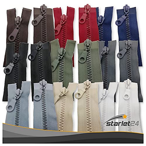 Starlet24® Reißverschluss 2-Wege Kunststoff 5mm teilbar, Reißverschlüsse Plastik-Zähne für Jacken Koffer Zelte Schutzhüllen Taschen - Olivgrün 80 cm von Starlet24