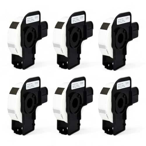 6 Rollen DK-11204 Adress-Etiketten (17mm x 54mm, 400 Stk pro Rolle) Schwarz auf Weiß, Kompatibel mit Brother QL-Druckern, Thermopapier für klare Bilder und Barcodes von Starlet24
