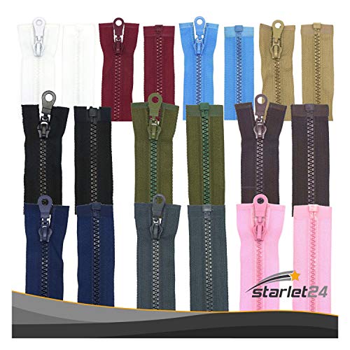 Starlet24® Reißverschluss Kunststoff 5mm grob teilbar, Reißverschlüsse Plastik-Zähne für Jacken & Taschen - Braun 35 cm von Starlet24