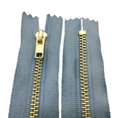 Starlet24® Reißverschluss Metall 4 mm Zipper nicht teilbar, Reißverschlüsse Metall-Zähne für Jeans Leder Geldbörsen Hosen Taschen - Rauchblau 10 cm von Starlet24