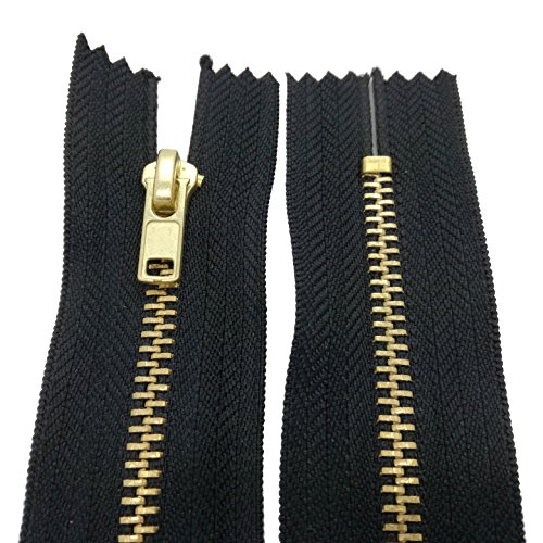 Starlet24® Reißverschluss Metall 4 mm Zipper nicht teilbar, Reißverschlüsse Metall-Zähne für Jeans Leder Geldbörsen Hosen Taschen - Schwarz 12 cm von Starlet24