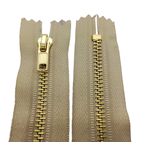 Starlet24® Reißverschluss Metall 4 mm Zipper nicht teilbar, Reißverschlüsse Metall-Zähne für Jeans Leder Geldbörsen Hosen Taschen - Beige 10 cm von Starlet24