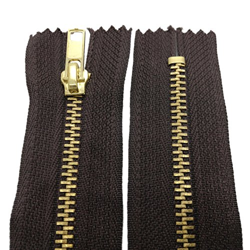 Starlet24® Reißverschluss Metall 4 mm Zipper nicht teilbar, Reißverschlüsse Metall-Zähne für Jeans Leder Geldbörsen Hosen Taschen - Braun 25 cm von Starlet24