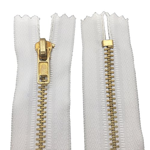 Starlet24® Reißverschluss Metall 4 mm Zipper nicht teilbar, Reißverschlüsse Metall-Zähne für Jeans Leder Geldbörsen Hosen Taschen - Weiß 18 cm von Starlet24