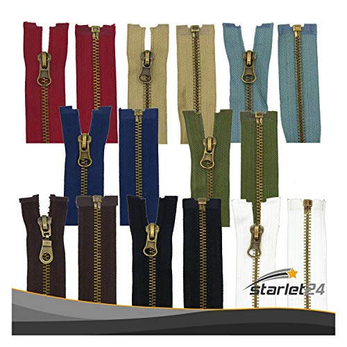 Starlet24® Reißverschluss Metall 5mm teilbar, Reißverschlüsse mit Metall-Zähne für Jacken & Taschen - Beige 45 cm von Starlet24
