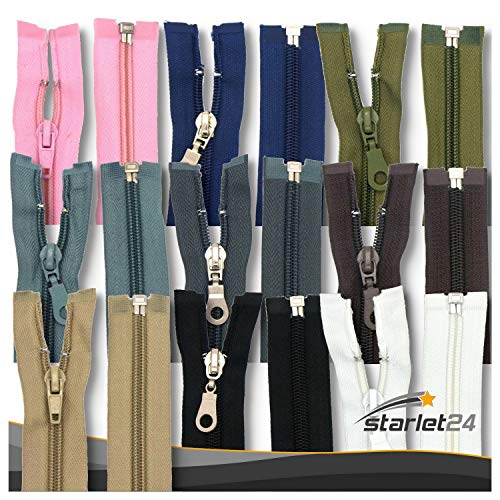 Starlet24® Reißverschluss Nylon-Spirale 6 mm teilbar, Plastikreißverschlüsse Nylon Spiral-Zähne für Jacken & Taschen - 45 cm Grau von Starlet24