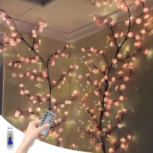 Kirschblüten Deko 1.8M 96 LED Lichterkette mit Fernbedienung 8 Modi Timer Wanddeko Schlafzimmer Wohnzimmer Kirschblüten Girlande Cherry Blossom Lichterkette Frühling Kawaii Sakura Dopamine Decor Kirschblüten Deko 1.8M 96 LED Lichterkette mit Fernbedienung 8 Modi Timer Wanddeko Schlafzimmer Wohnzimmer Kirschblüten Girlande Cherry Blossom Lichterkette Frühling Kawaii Sakura Dopamine Decor von Starnearby