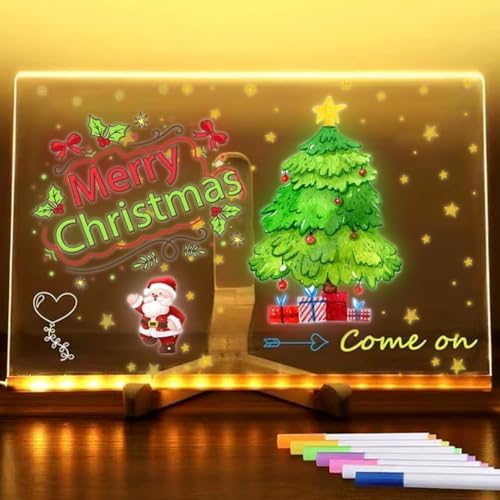 LED Notiztafel 2025 Neu Mit Farben Und Ständer - Abwischbare Nachrichtentafel, Acryl-Tafel, Zeichenbrett Mit 7 Farbstiften (20 * 20CM) von Starnearby