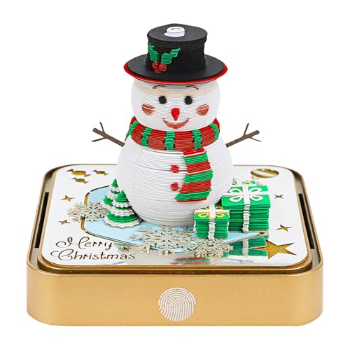 Starnearby 3D-Notizblock, 3D Kalender Abreißen 2026, 2026 Tischkalender-Notizblock mit Licht, Kreative Magic Castle Haftnotizen, Papierskulptur Desktop Ornament (Schneemann) von Starnearby