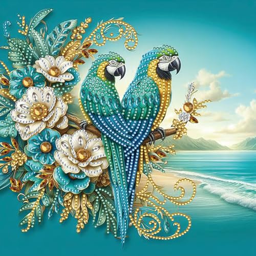 Starnearby DIY Diamond Painting Blumen und Drosseln Diamant Painting Bilder Erwachsene Speziell Geformter Diamond Painting Tiere Set für Anfänger Zuhause Deko Wanddekoration 30x30cm (B) von Starnearby