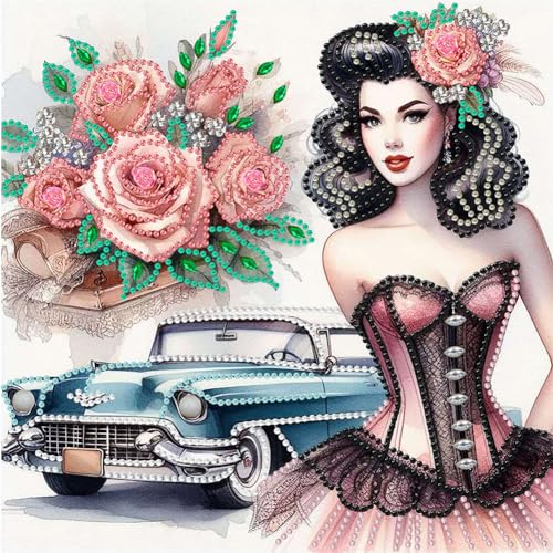 Starnearby DIY Diamond Painting Edle Dame Diamant Painting Blume Modernes Mädchen Bilder Erwachsene 5D Speziel Geformte Diamant Malerei Set Für Zuhause Deko Wanddekoration 30 * 30cm (A3) von Starnearby