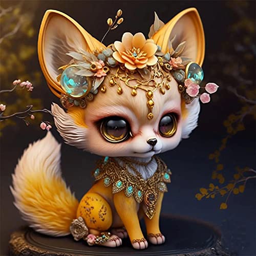 Starnearby DIY Diamond Painting Fantasy Füchse Bilder Set Full Diamant Painting Tiere Fuchs Bilder für Anfänger Erwachsene Hausgeschenk Deko für Familie 30 * 30 CM(A) von Starnearby