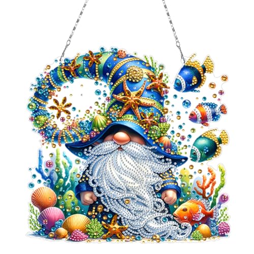Starnearby DIY Diamond Painting Frühling Anhänger mit Kette 5D Diamant Painting Fensterbilder Einseitig Diamond Painting Kranz Set für Fenster Wand Eingang Decor (Kobold) von Starnearby