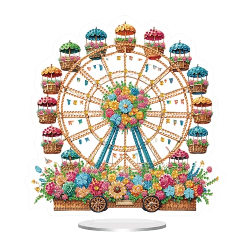 Starnearby DIY Diamond Painting Frühling Blumen Aufsteller, 5D Diamond Painting Tischdeko Stehend, Diamant Painting Deko zum Hinstellen, Ornamente für Erwachsene Hausgeschenk Deko (Riesenrad) von Starnearby