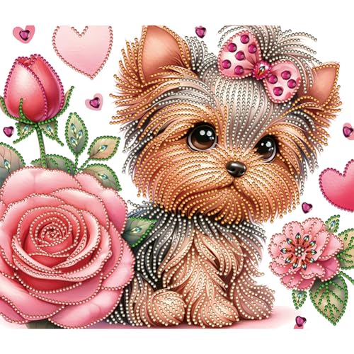 Starnearby DIY Diamond Painting Hund Diamant Painting Bilder Erwachsene Yorkshire Terrier Diamond Painting Set Speziel Geformte Diamant Malerei Für Anfänger Zuhause Deko Wanddekoration 35 * 30cm von Starnearby