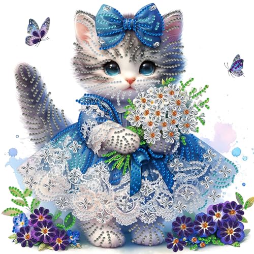 Starnearby DIY Diamond Painting Katzen Diamant Painting Bilder Erwachsene Niedlich Katze Diamond Painting Set Speziel Geformte Diamant Malerei Für Anfänger Zuhause Deko Wanddekoration 30 * 30cm von Starnearby