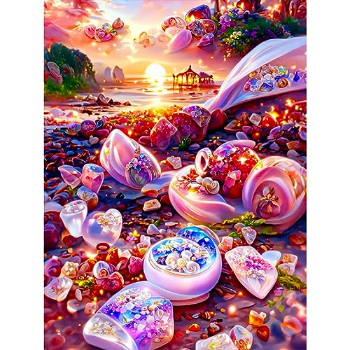 Starnearby DIY Diamond Painting Kits Diamant Painting Bilder Strand Landschaft Blumen Art fur Malen Nach Zahlen Erwachsene für Kinder Geschenke, Home Decor 30 * 40 CM(wunderschönes Flussufer) von Starnearby