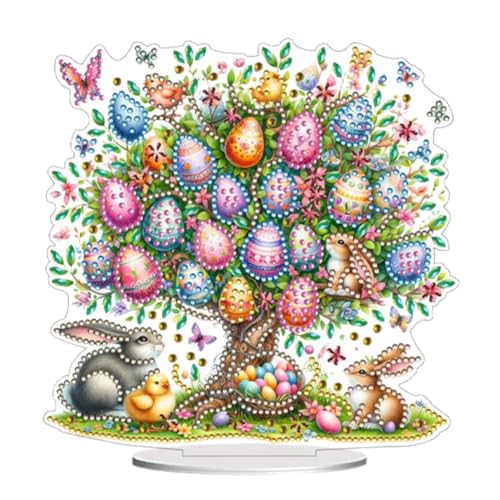 Starnearby DIY Diamond Painting Ostern Deko, Diamant Painting Tischdeko, Diamant Malerei Osterei Frühling Festliches Ornamente Ostern Geschenk (Ostereibaum) von Starnearby