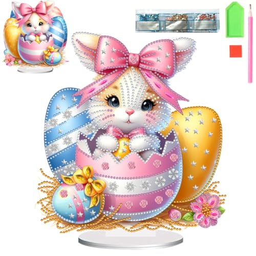 Starnearby DIY Diamond Painting Ostern Deko, Ostern Malerei Ostereier Tischdeko, Diamant Painting Kaninchen, Diamant Malerei Frühling Ornamente Festliches Geschenk Ostern (Hase D) von Starnearby