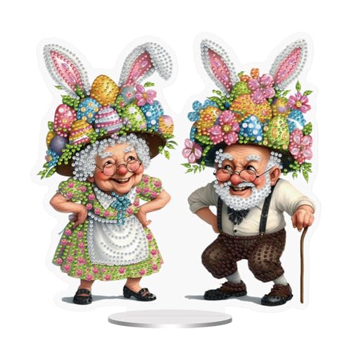 Starnearby DIY Diamond Painting Ostern Deko Diamond Painting Paar Aufsteller Ostern Diamant Painting Tischdeko Diamant Malerei Stehend Kunst Set für Erwachsene Hausgeschenk Deko von Starnearby