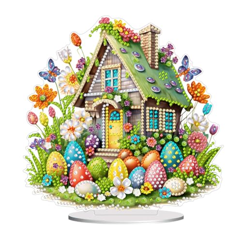Starnearby DIY Diamond Painting Ostern Hase Diamond Painting Frühling Tischdeko Diamant Painting Ostern Aufsteller Diamant Malerei Stehend Ornamente für Erwachsene Kinder Geschenk (Ostereihaus B) von Starnearby