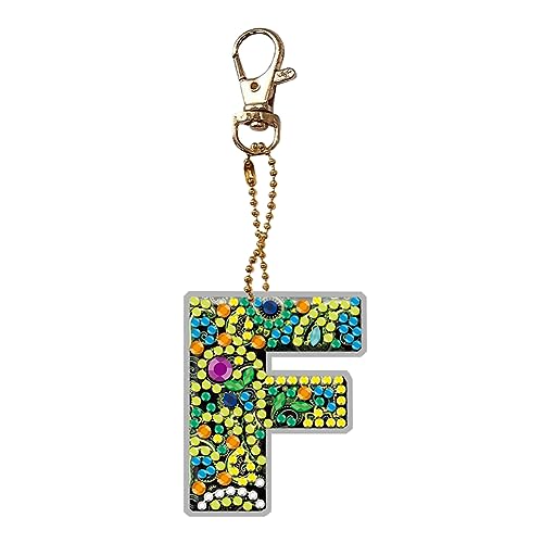 Starnearby DIY Diamond Painting Schlüsselanhänger Buchstaben Doppelseitig Diamant Malerei Schlüsselbund Anhänger Geschenke für Kinder Frauen Familie Festliche(F) von Starnearby