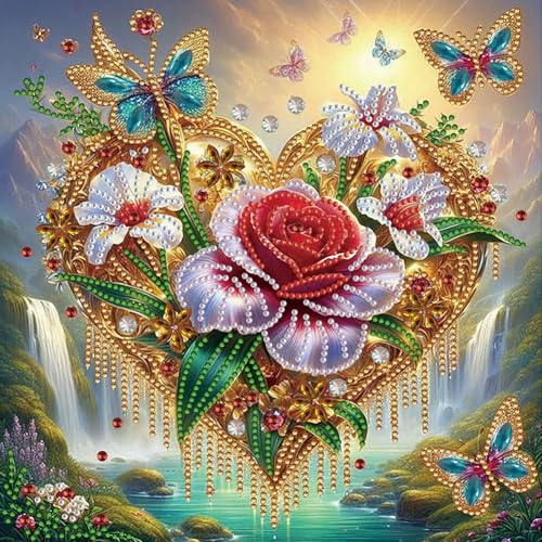 Starnearby DIY Diamond Painting Schmetterlinge und Blumen Diamant Painting Bilder Erwachsene Speziell Geformter Diamond Painting Tiere Set für Anfänger Zuhause Deko Wanddekoration 30x30cm (H) von Starnearby