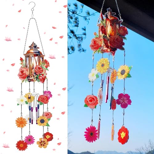 Starnearby DIY Diamond Painting Sonnenfänger Windspiele Set, 5D Doppelseitige Kristall Diamant Malerei Anhänger Set, Rotierender Windspiel Bastelset Hängende Ornamente für Fensterdeko (Rosenlaterne) Starnearby DIY Diamond Painting Sonnenfänger Windspiele Set, 5D Doppelseitige Kristall Diamant Malerei Anhänger Set, Rotierender Windspiel Bastelset Hängende Ornamente für Fensterdeko (Rosenlaterne) von Starnearby