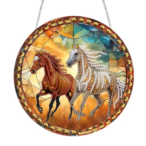 Starnearby DIY Diamond Painting Tiere Anhänger mit Kette, 5D Diamantmalerei Fensterbilder Ornament, Einseitig Diamant Painting Girlande Kranz Wandbehang Kits für Fenster Wand Und Eingang Decor von Starnearby