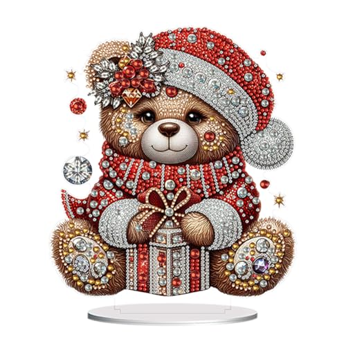 Starnearby DIY Diamond Painting Weihnachten Deko 5D Diamant Painting Tisch Deko Diamant Malerei Stehend Kunst Set Schneemann Weihnachtsbaum Ornamente Geschenke für Anfänger (Bär) von Starnearby