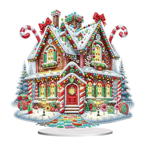 Starnearby DIY Diamond Painting Weihnachten Tisch Deko, 5D Diamant Painting Weihnachten Neu, Diamond Painting Winter Stehend Kunst Set für Anfänger Hausgeschenk Deko (Haus 1) von Starnearby