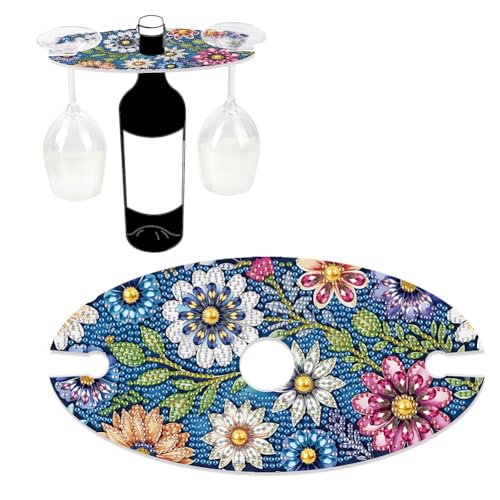 Starnearby DIY Diamond Painting Weinglashalter, 5D Diamant Painting Tisch Deko, Diamant Malerei Gläserhalter, Weinglas Halterung für Bar Restaurant Esstisch, Muttertagsgeschenk von Starnearby