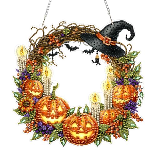Starnearby Diamond Painting Halloween Anhänger Fensterbilder DIY Diamant Painting Türkranz Kranz Set mit Kette Diamant Malerei Kürbis Geist Totenkopf Eule Bilder für Fenster Wand Decor Starnearby Diamond Painting Halloween Anhänger Fensterbilder DIY Diamant Painting Türkranz Kranz Set mit Kette Diamant Malerei Kürbis Geist Totenkopf Eule Bilder für Fenster Wand Decor von Starnearby