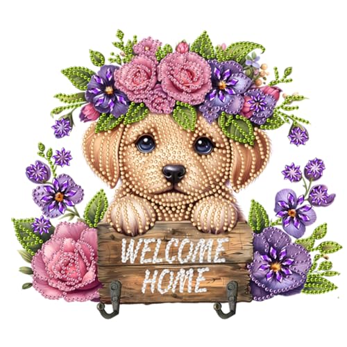 Starnearby Diamond Painting süße Tiere Türhaken mit 2 Haken, Diamant Painting Haken ohne Bohren, Diamant Malerei Crystal Art Set für Anfänger Hausgeschenk Deko für Familie von Starnearby