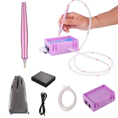 Starnearby E-Painter für Diamond Painting Stift zum Befüllen Elektrischer Diamond Painting Zubehör Stift mit Vakuum-Pumpe Diamant Painting Stifte Pen ohne Wachs für AB-Steinen (Lila D) von Starnearby