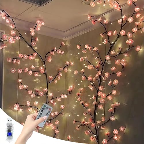 Starnearby Kirschblüten Lichterkette Willow Vine für Zimmer Wand Deko 8 Modi 1.8M 96LEDs Lichterzweige mit Fernbedienung und Timer für Schlafzimmer Deko Lichterkette Innen Weinachtsdekorationen Starnearby Kirschblüten Lichterkette Willow Vine für Zimmer Wand Deko 8 Modi 1.8M 96LEDs Lichterzweige mit Fernbedienung und Timer für Schlafzimmer Deko Lichterkette Innen Weinachtsdekorationen von Starnearby