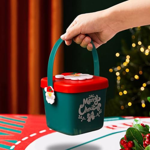 Starnearby Weihnachten Snack Apfel Geschenk Box, Heiligabend Apfel Geschenkbox, Mini Subigkeiten Tasche Eimer mit Griffen, Weihnachten Candy Box für Weihnachten Party Decor (B) von Starnearby