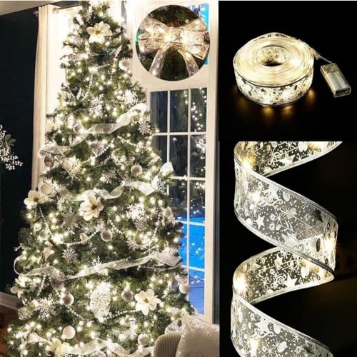 Starnearby Weihnachtsband Lichter, 5m Weihnachten Lichterkette, LED Weihnachtsbänder Warmweiß, Beleuchtet Bänder Weihnachtsdeko Innen, Weinachtsdekorationen für Weihnachtsbaum, Party und Hochzeiten von Starnearby