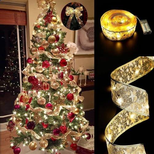 Starnearby Weihnachtsband Lichter, 5m Weihnachten Lichterkette, LED Weihnachtsbänder Warmweiß, Beleuchtet Bänder Weihnachtsdeko Innen, Weinachtsdekorationen für Weihnachtsbaum, Party und Hochzeiten von Starnearby