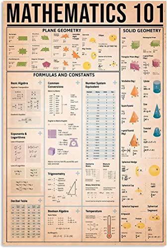 Starotore Mathematics 101 Metall-Blechschilder, Retro, Mathematik, Wissen, Poster, Lehrer, Büro, Klassenzimmer, Schule, Schlafzimmer, Zuhause, Wanddekoration, 30,5 x 40,6 cm von Starotore