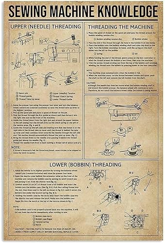 Starotore Metall-Blechschild mit Nähmaschinen-Wissen, Vintage-Nähmaschinen-Anatomiediagramm, Poster, Zuhause, Schlafzimmer, Schneiderclub, Wanddekoration, 30,5 x 40,6 cm von Starotore