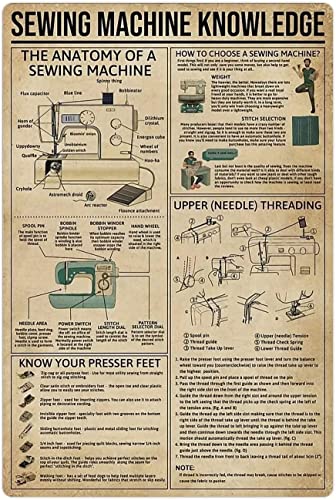 Starotore Metall-Blechschilder mit Nähmaschinen-Wissen, Retro-Näh-Infografiken, Schneiderführer, Poster, Nähzimmer, Schlafzimmer, Zuhause, Wanddekoration, 30,5 x 43,2 cm von Starotore