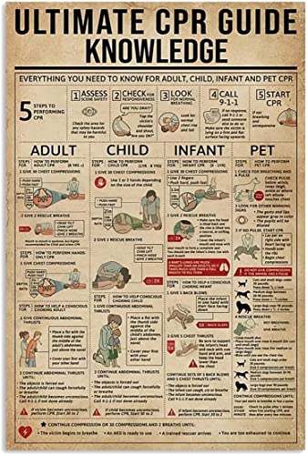 Starotore Ultimate Cpr Guide Knowledge Metall-Blechschilder, Vintage, medizinische Bildung, Poster, Klassenzimmer, Krankenhaus, Klinik, Heimdekoration, Wanddekoration, 20,3 x 30,5 cm von Starotore