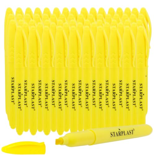 Starplast Packung mit 10 fluoreszierenden gelben Markern, Textmarker, Lünettenspitze, schnell trocknend, gelbe Marker für Erwachsene, Kinder, Zuhause, Schule, Büro von Starplast