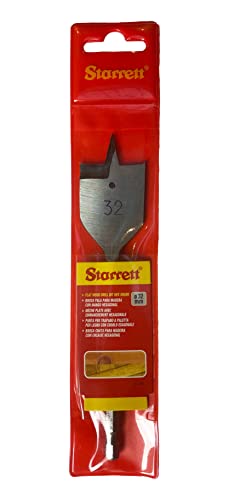 Starrett Flachholzbohrer - 32X152MM KFWD32A Schnellarbeitsstahl HSS 1/4 Zoll Spatenbohrer mit Sechskantschaft - Holzbearbeitungs-Lochfräser von Starrett