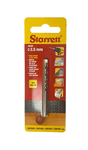 Starrett Split-Punkt-Bohrer - HSS Schnellarbeitsstahl 2,5x57mm KBAR025 Spiralbohrer - für Stahl Gusseisen Holz Weiche Materialien Eisen von Starrett