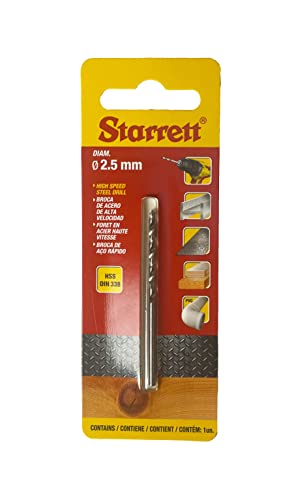 Starrett Split-Punkt-Bohrer - HSS Schnellarbeitsstahl 2,5x57mm KBAR025 Spiralbohrer - für Stahl Gusseisen Holz Weiche Materialien Eisen Starrett Split-Punkt-Bohrer - HSS Schnellarbeitsstahl 2,5x57mm KBAR025 Spiralbohrer - für Stahl Gusseisen Holz Weiche Materialien Eisen von Starrett