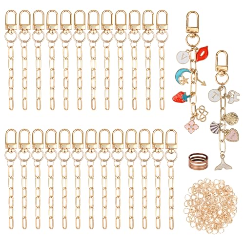 Starry 126-teiliges Schlüsselanhänger-Set zum Selbermachen, Taschenanhänger-Set, 25-teiliges Set, Schlüsselanhänger-Clips mit Verlängerungskette, 100 Biegeringe für Schmuck, Taschen, Zubehör von Starry